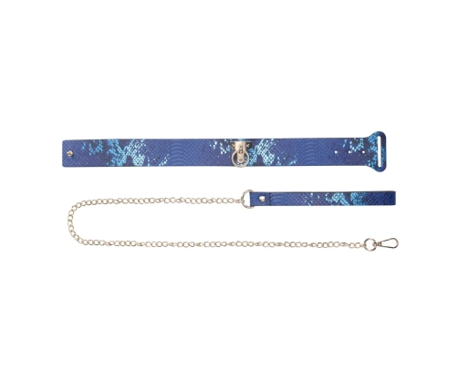 Ouch! Florence Collection Adjustable Collar with Leash Blue