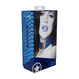 Ouch! Florence Collection Adjustable Collar with Leash Blue