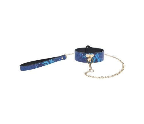 Ouch! Florence Collection Adjustable Collar with Leash Blue