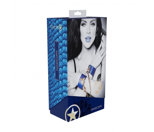 Ouch! Florence Collection Adjustable Handcuffs Blue Iridescent Finish