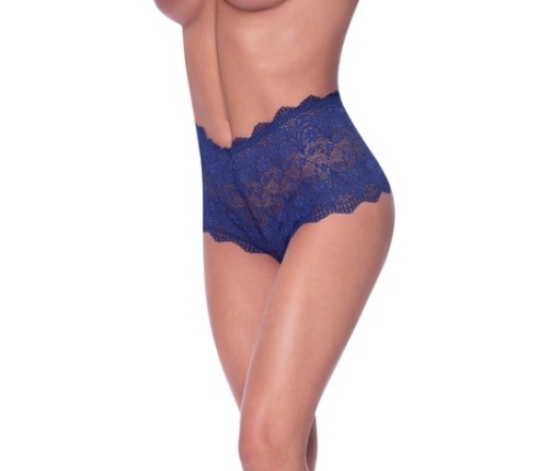 Split Crotch Lace Boy Short - S/M - Blueberry