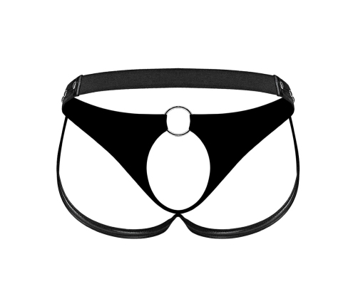 Male Power Cyclops L/XL Black Open Design Jock with Stud Accents
