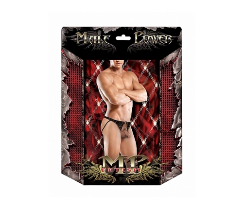 Male Power Cyclops L/XL Black Open Design Jock with Stud Accents