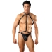 Gladiator - Thong Attached to Harness with Choker - L/XL - Black