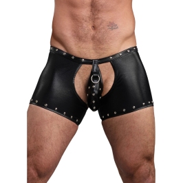 Poseidon - Shorts with Open Crotch and Back with Detachable Thong - L/XL - Black