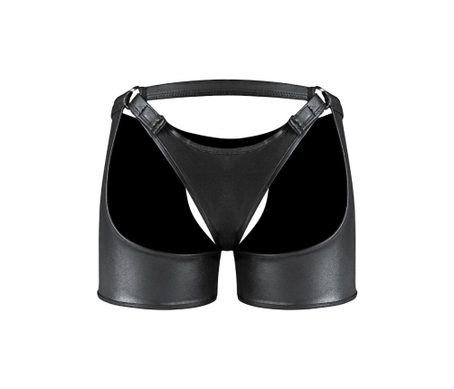 Poseidon - Shorts with Open Crotch and Back with Detachable Thong - L/XL - Black