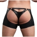 Male Power Poseidon L/XL Black Open Crotch & Back Shorts with Thong