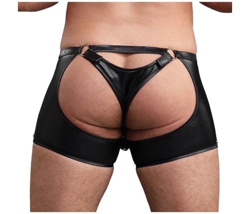 Poseidon - Shorts with Open Crotch and Back with Detachable Thong - L/XL - Black