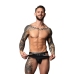 Male Power Jock Skirt L/XL Black - Faux Leather, Pleated, Studded Design