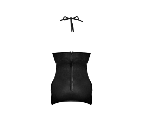 Selene - Sexy Faux Leather Mini Dress with Side Openings - S/M