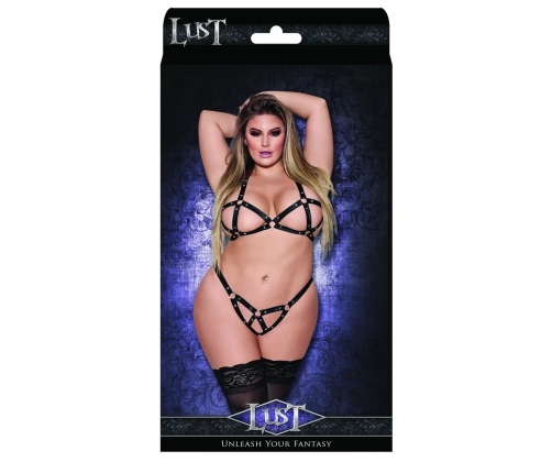 Concordia - Sexy Imitation Leather Bra and Panties with Studs - 2X