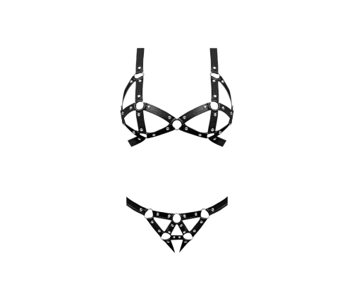 Concordia - Sexy Imitation Leather Bra and Panties with Studs - 2X