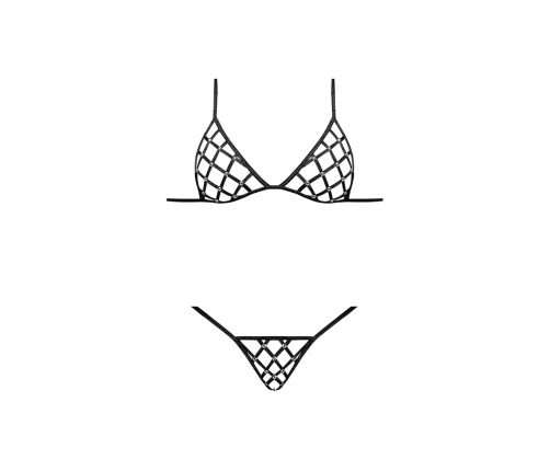 Orthia - Sexy Imitation Net Set with Bra and G-String - 2X
