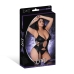 Kira - Open Front Basque with Garters and Thong - 2X - Black