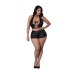 Thalia - Halter Top and Shorts with Rings and Studs - 2X - Black