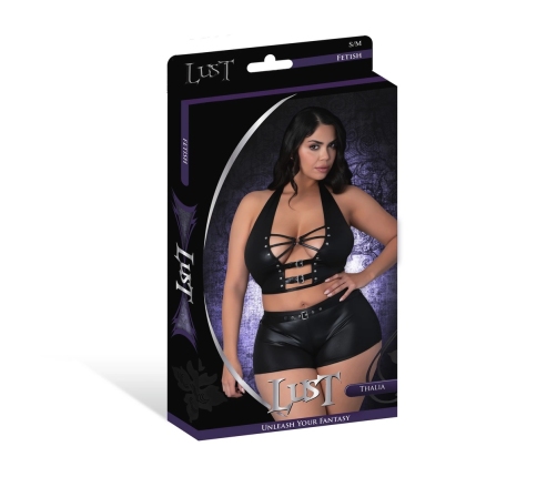 Thalia - Halter Top and Shorts with Rings and Studs - 2X - Black