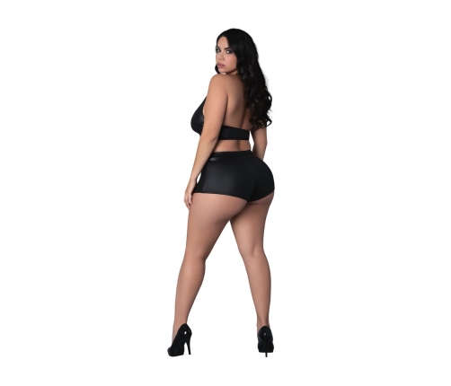 Thalia - Halter Top and Shorts with Rings and Studs - 2X - Black