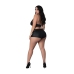 Thalia - Halter Top and Shorts with Rings and Studs - 2X - Black