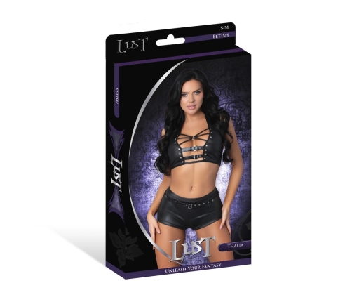 Thalia - Halter Top and Shorts with Rings and Studs - L/X - Black