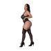 Phoenix - Diamond Mesh Teddy and Garters with Chains Rings and Studs - 2X - Black