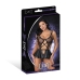Anastasia - Cami Open Scrotch Skirt Panty and Bra with Rings and Studs - S/M - Black