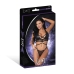 Nadia - Diamond Mesh Halter Top and Ring Thong with Rings Clasps and Studs - L/X - Black