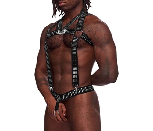 Elastic Harness with Studs - One Size - Black