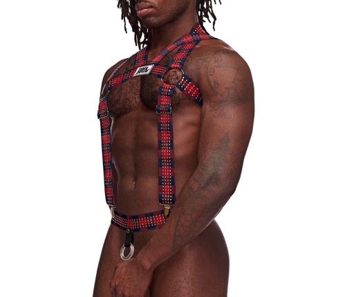 Elastic Harness with Studs - One Size - Red