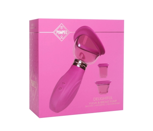 Shots Delightful Rechargeable Intimate Pump Set Pink Silicone