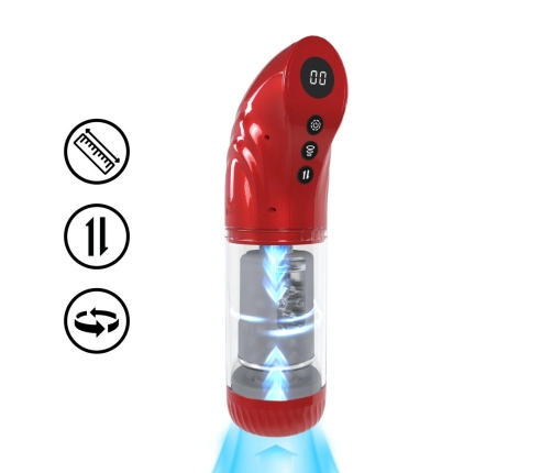 StrokeMate Metallic Red Rotating Suction Intimate Device, Automatic Pump