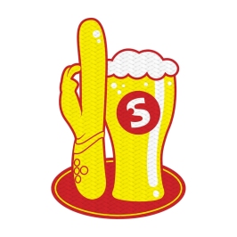 Shots Woven Badge - Vibrator and Beer Motif, Carnival Accessory