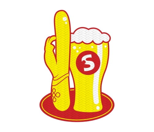 Shots Woven Badge - Vibrator and Beer Motif, Carnival Accessory