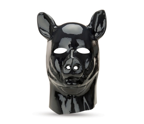 Latex Pig Hood - Black