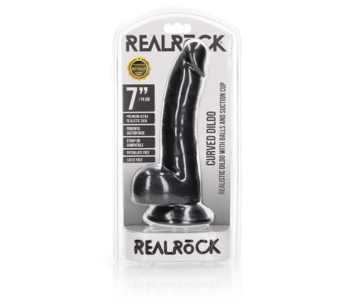 Curved Realistic Dildo with Balls and Suction Cup - 7 / 18 cm