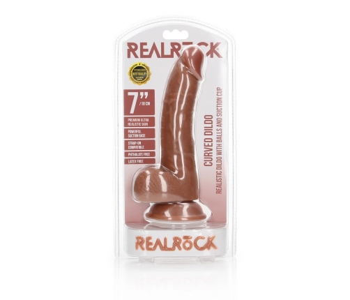 Curved Realistic Dildo with Balls and Suction Cup - 7 / 18 cm