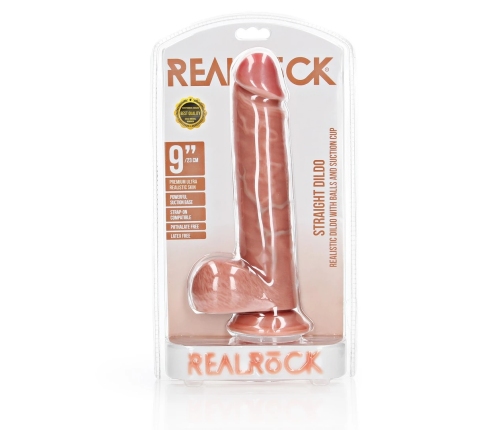 Straight Realistic Dildo with Balls and Suction Cup - 9 / 23 cm