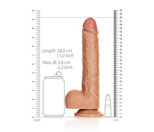 Straight Realistic Dildo with Balls and Suction Cup - 10 / 25,5 cm