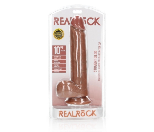 Straight Realistic Dildo with Balls and Suction Cup - 10 / 25,5 cm