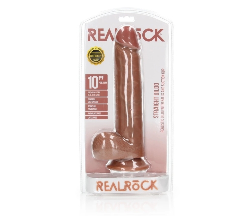 Straight Realistic Dildo with Balls and Suction Cup - 10 / 25,5 cm