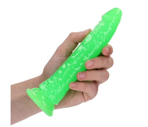 Slim Realistic Dildo with Suction Cup - Glow in the Dark - 7'' / 18 cm