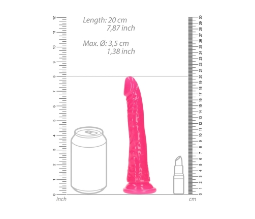 Slim Realistic Dildo with Suction Cup - Glow in the Dark - 7'' / 18 cm