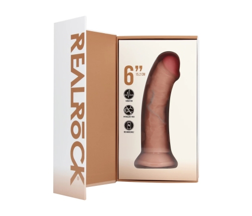Vibrating Regular Curved Cock - 6 / 15,5 cm - Flesh