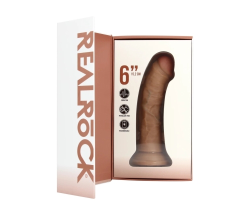 Vibrating Regular Curved Cock - 6 / 15,5 cm - Tan