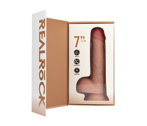 Vibrating Regular Straight Cock with Balls - 7 / 18 cm - Flesh