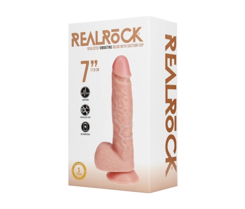 Vibrating Regular Straight Cock with Balls - 7 / 18 cm - Flesh