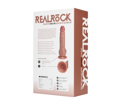 Vibrating Regular Straight Cock with Balls - 7 / 18 cm - Tan