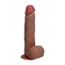 Vibrating Regular Straight Cock with Balls - 7 / 18 cm - Tan