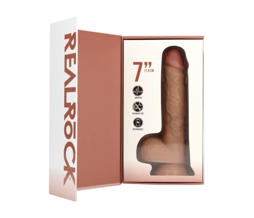 Vibrating Regular Straight Cock with Balls - 7 / 18 cm - Tan