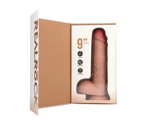 Vibrating Regular Straight Cock with Balls - 9 / 23 cm - Flesh