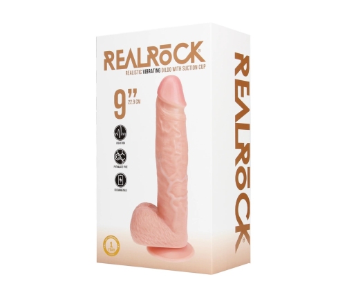 Vibrating Regular Straight Cock with Balls - 9 / 23 cm - Flesh